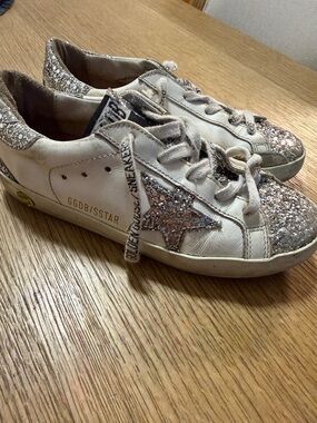 Golden Goose White Sneakers with Glitter Star